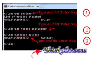 how to use adb devices command and adb reboot bootloader command on huawei device